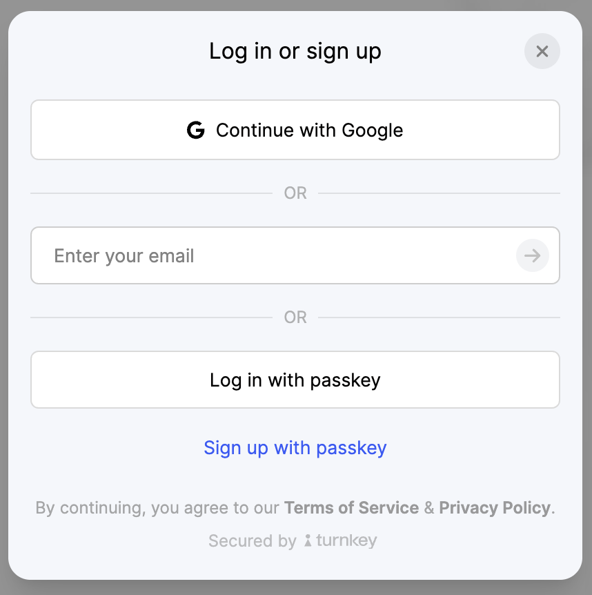 Authentication modal with OAuth options