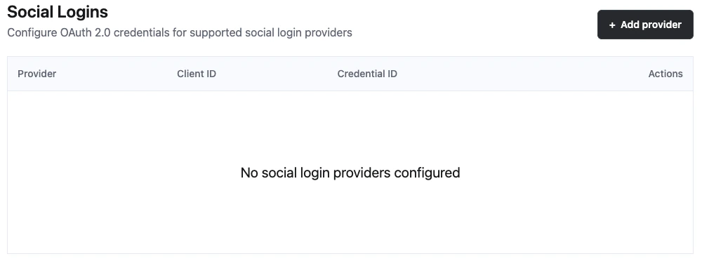 OAuth2.0 providers configuration