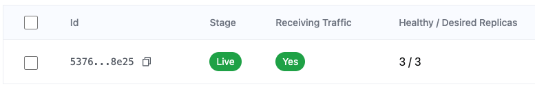 Deployment details when LIVE