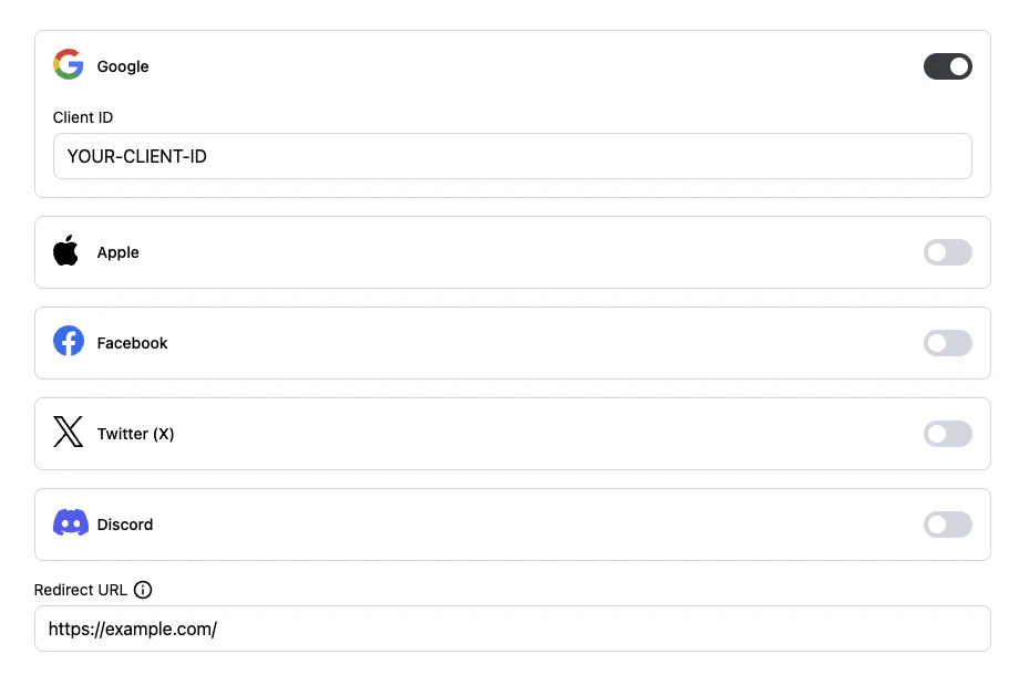 OAuth client IDs configuration