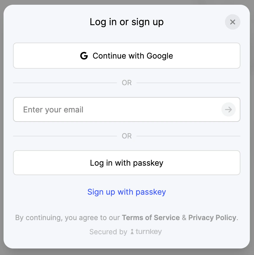 Authentication modal with OAuth options
