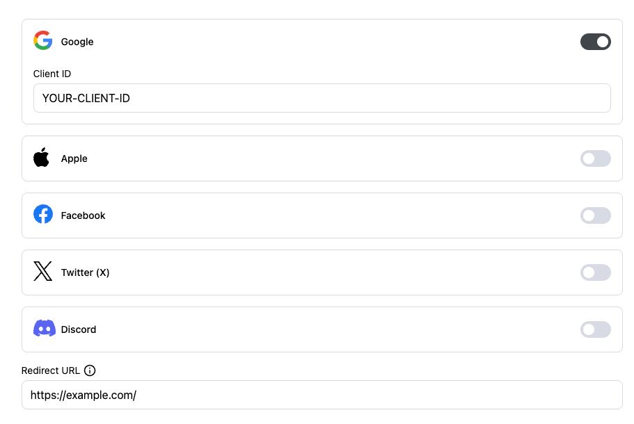 OAuth client IDs configuration