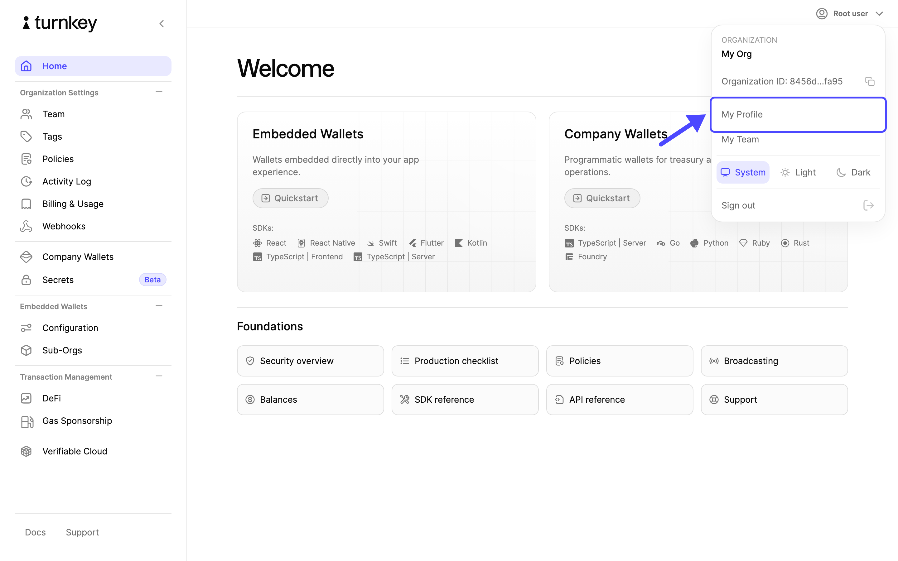 Open your account menu