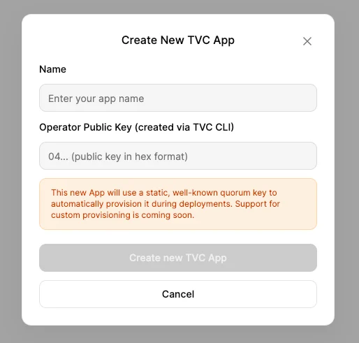 Create app modal