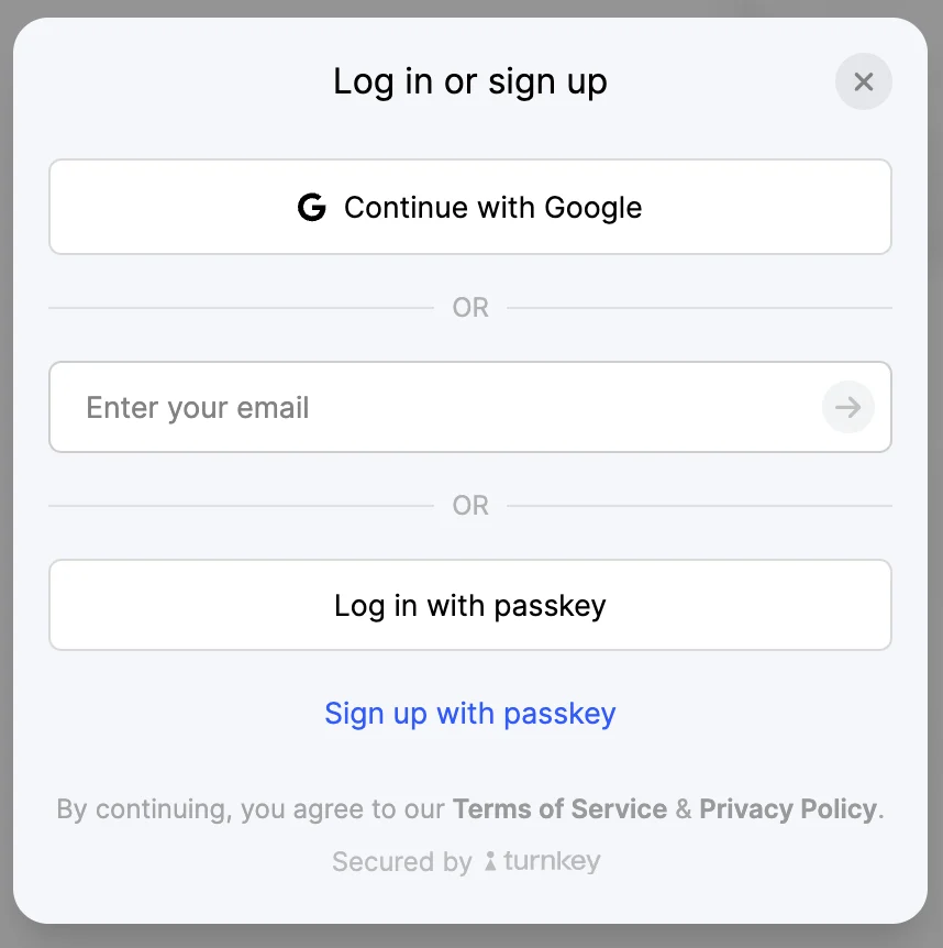 Authentication modal with OAuth options