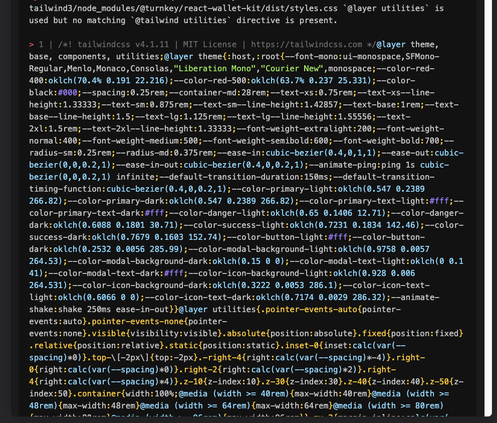Tailwind utilities error