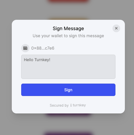 Signing message modal