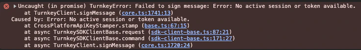 No active session or token available