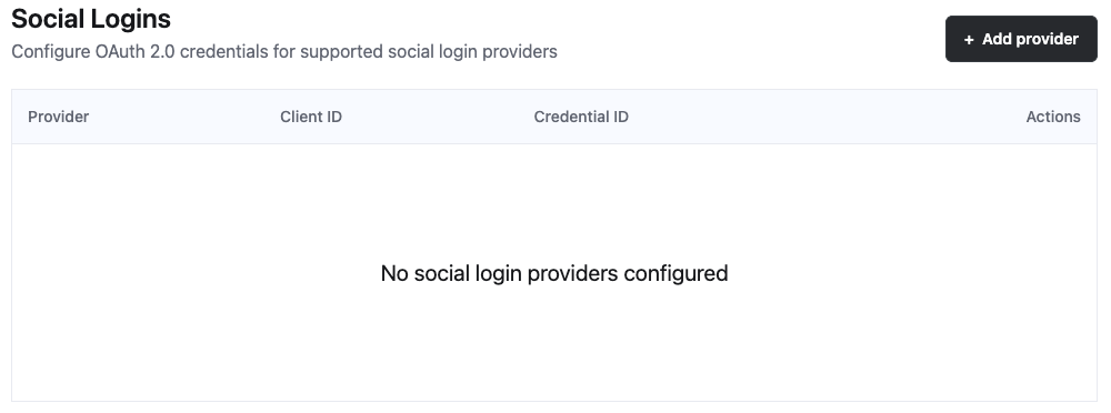 OAuth2.0 providers configuration
