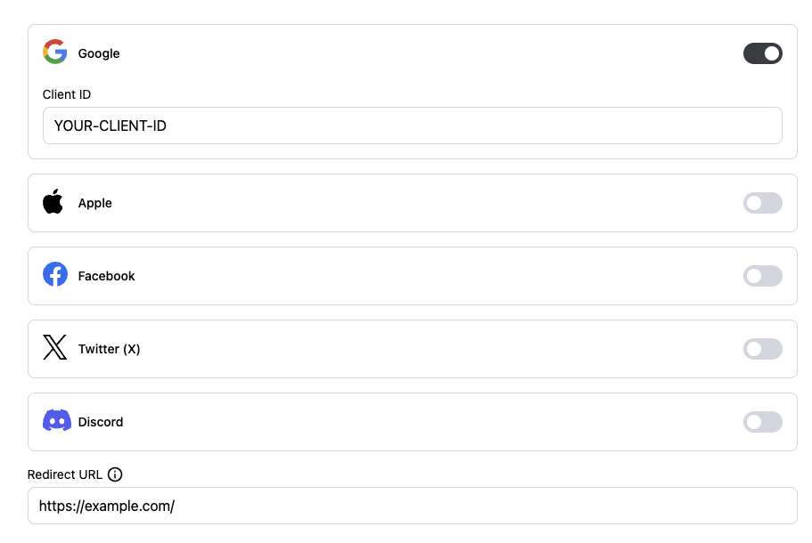 OAuth client IDs configuration