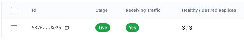 Deployment details when LIVE
