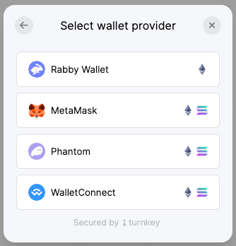 External Turn Key External wallet authentication - Turnkey