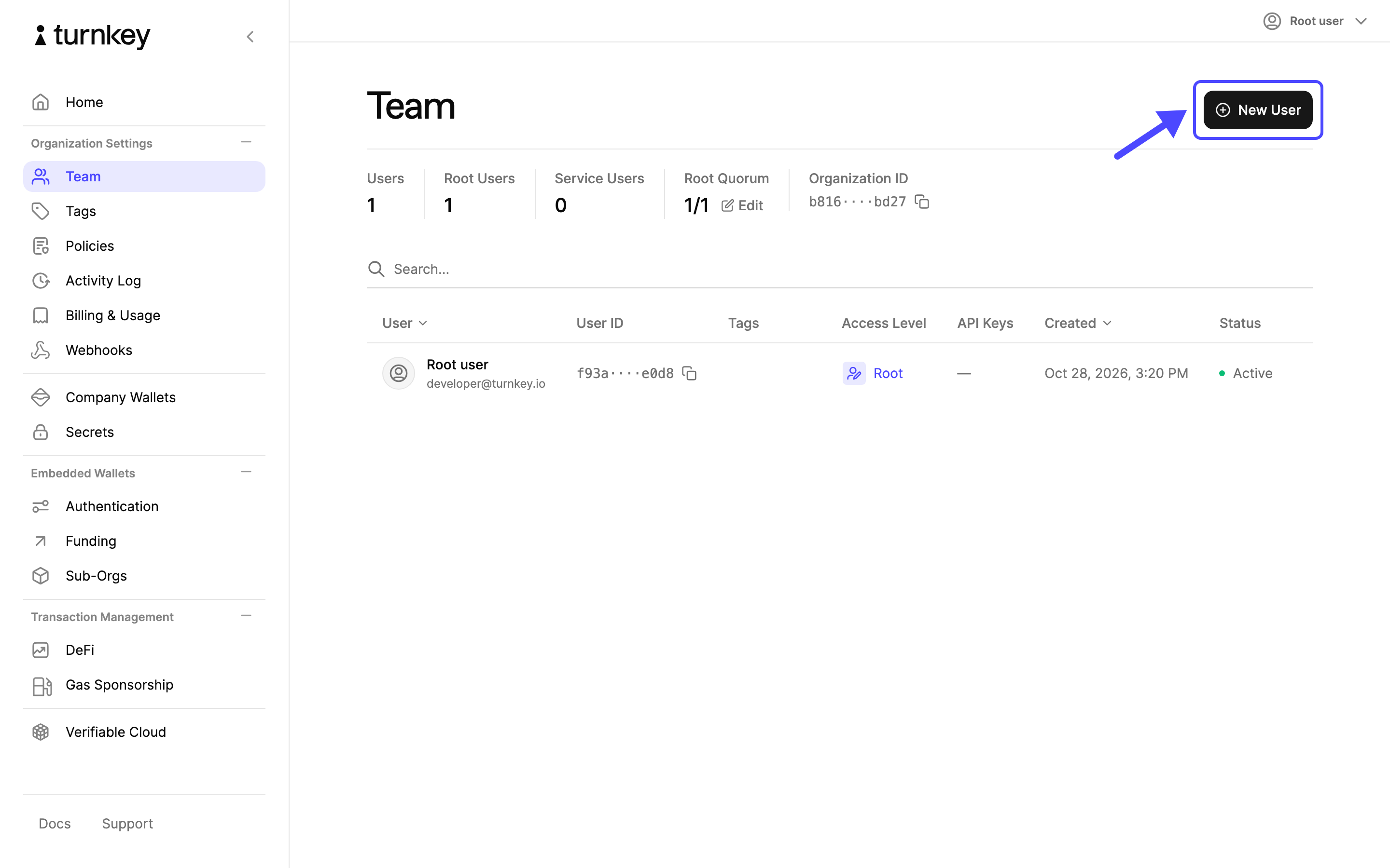 Open the Team page