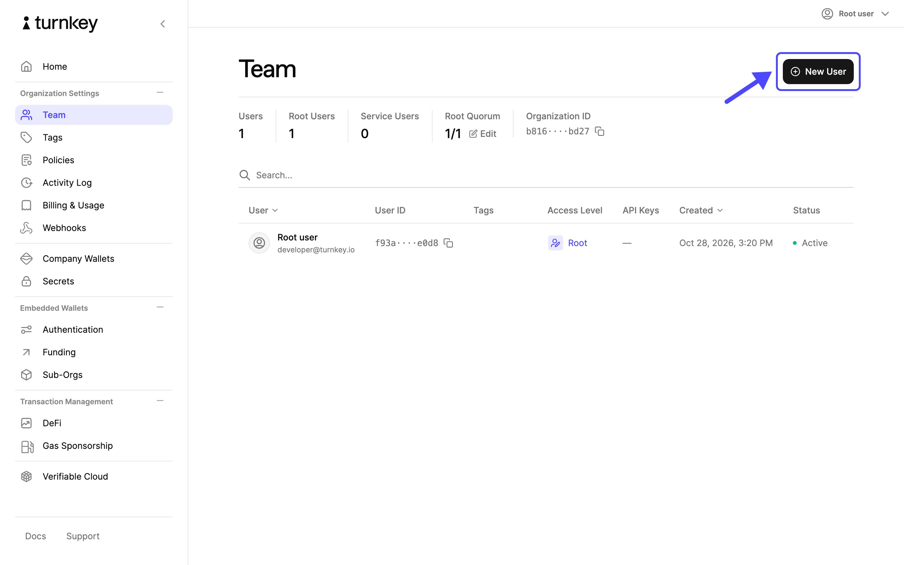 Open the Team page