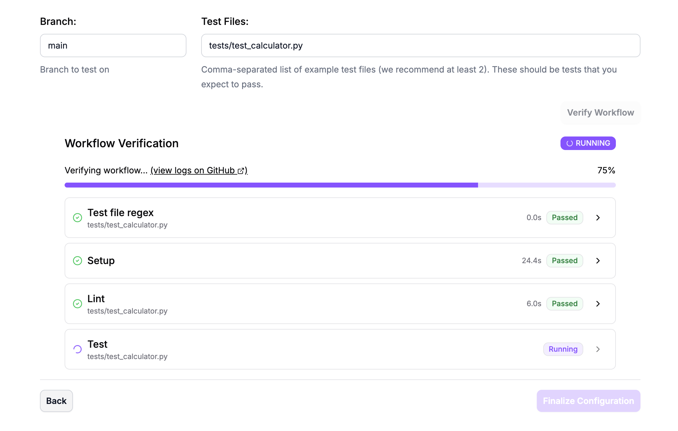 Tusk GitHub workflow verification steps
