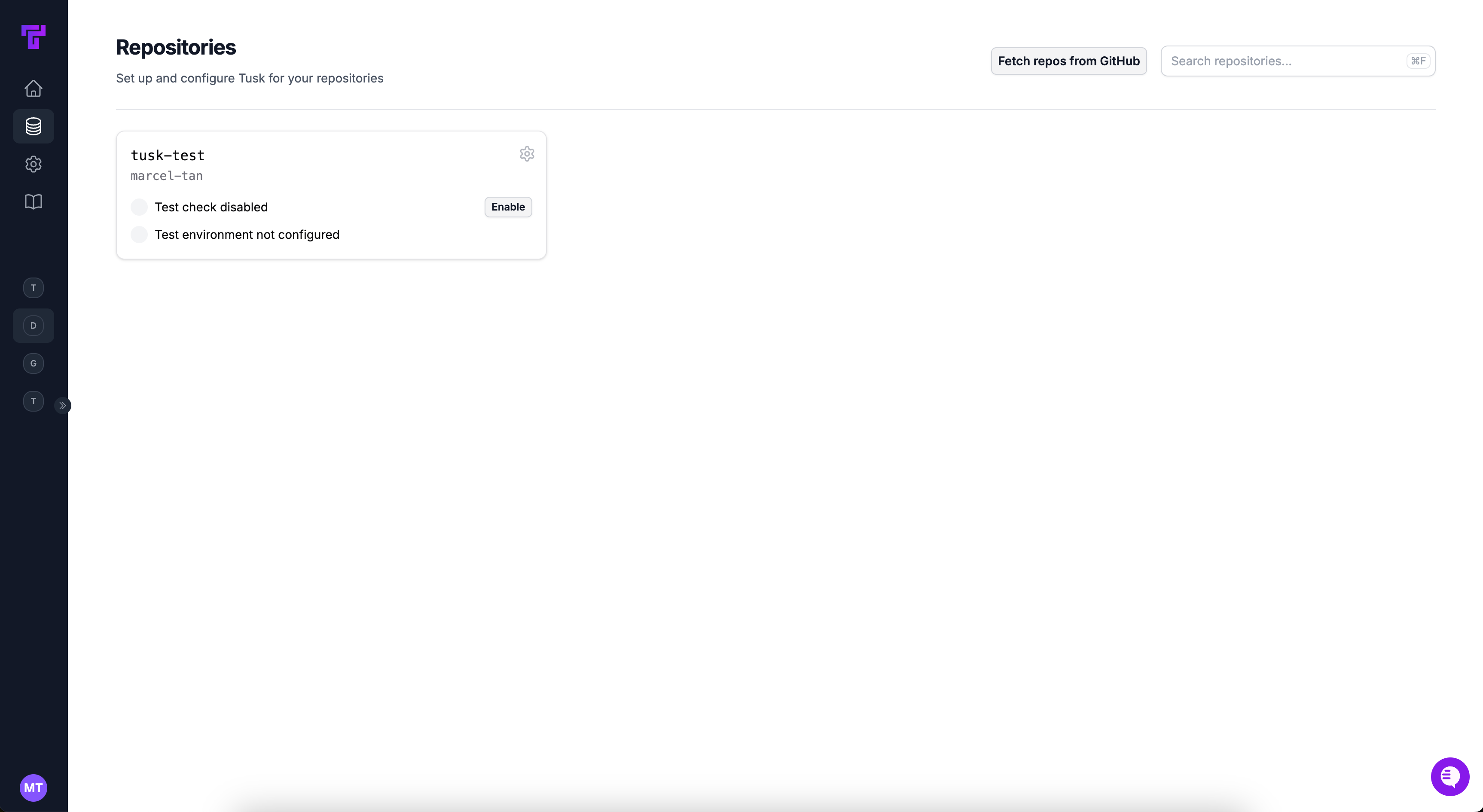 Repo selected in Settings