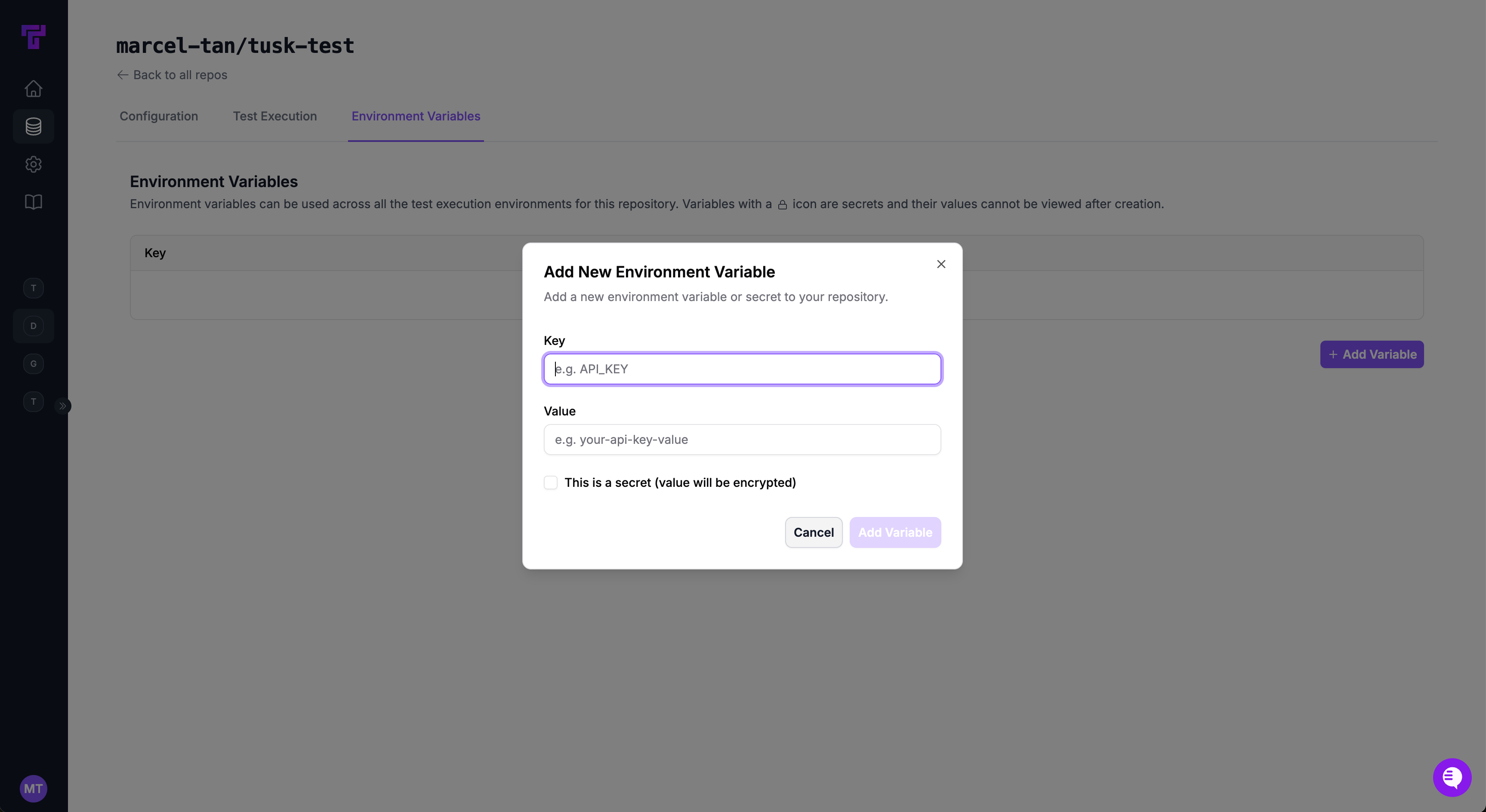 Repo selected in Settings
