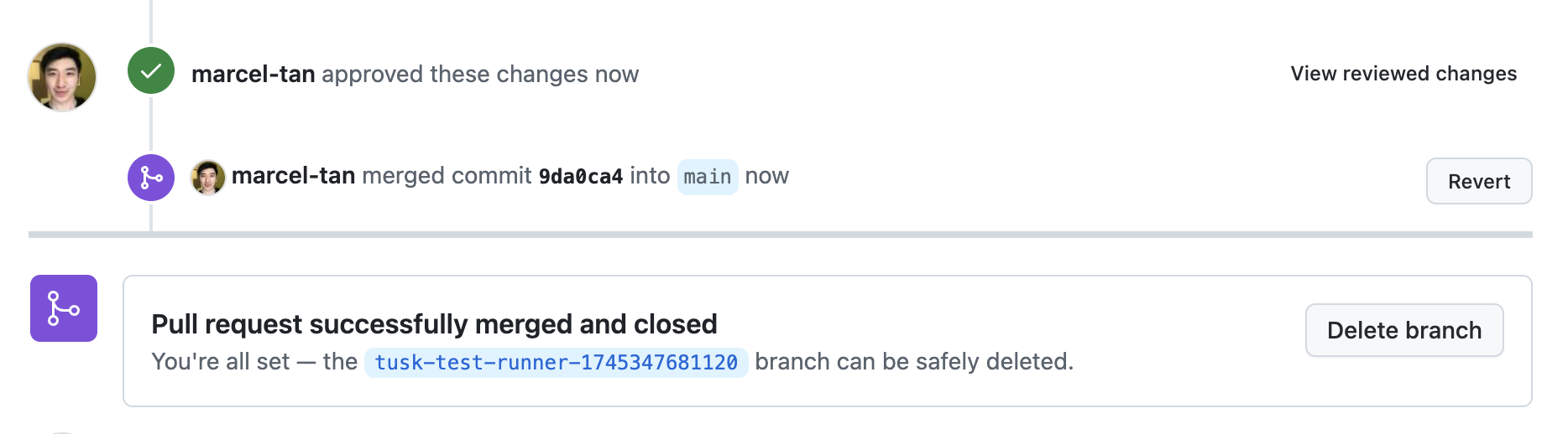 Merging the Tusk GitHub workflow PR