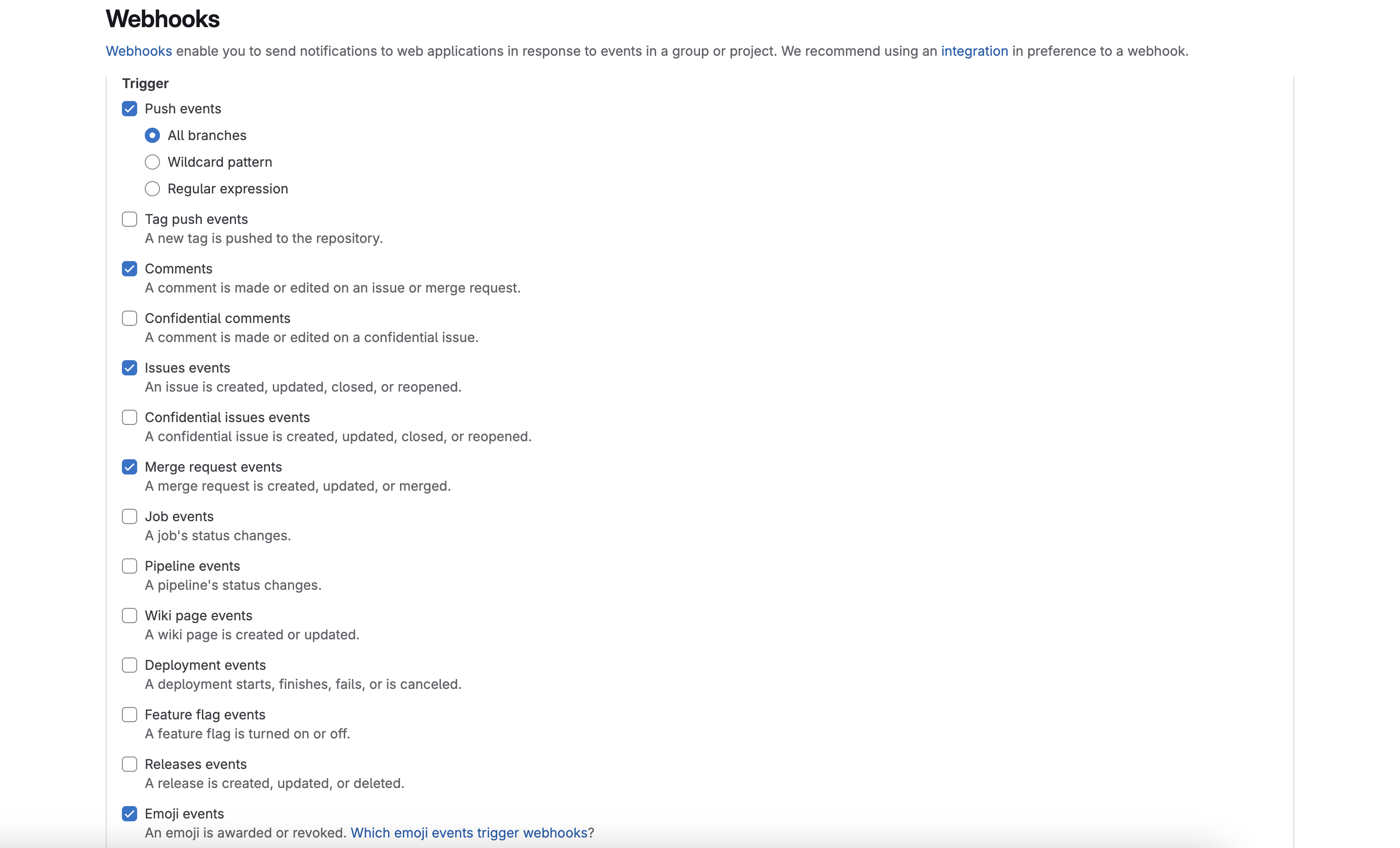 Create webhook page 2