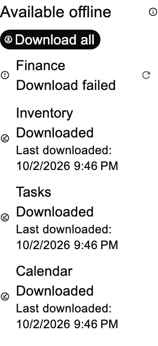 Offline cache with targeted retry, synthetic Flutter fixture