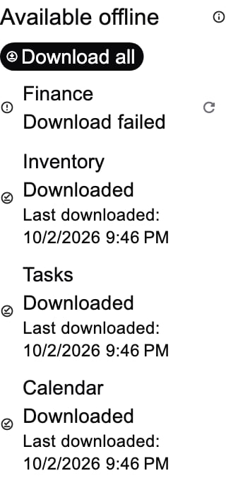 Offline cache with targeted retry, synthetic Flutter fixture