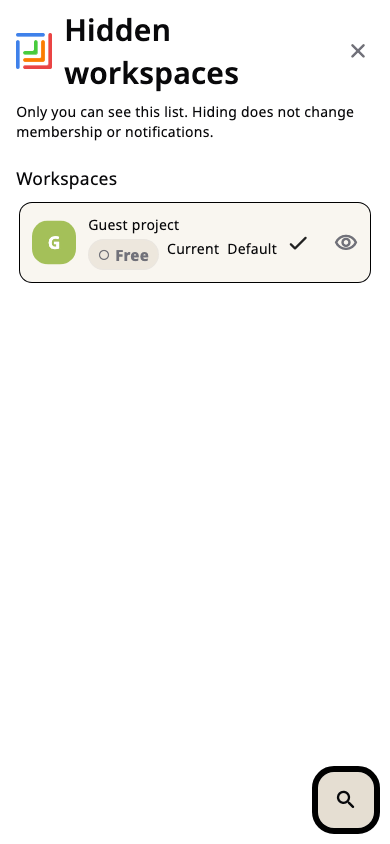 Branded Hidden workspaces restore editor for a synthetic guest fixture