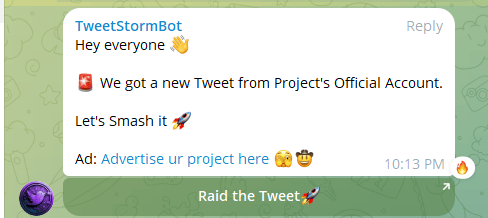 Tracked custom account tweet in chat