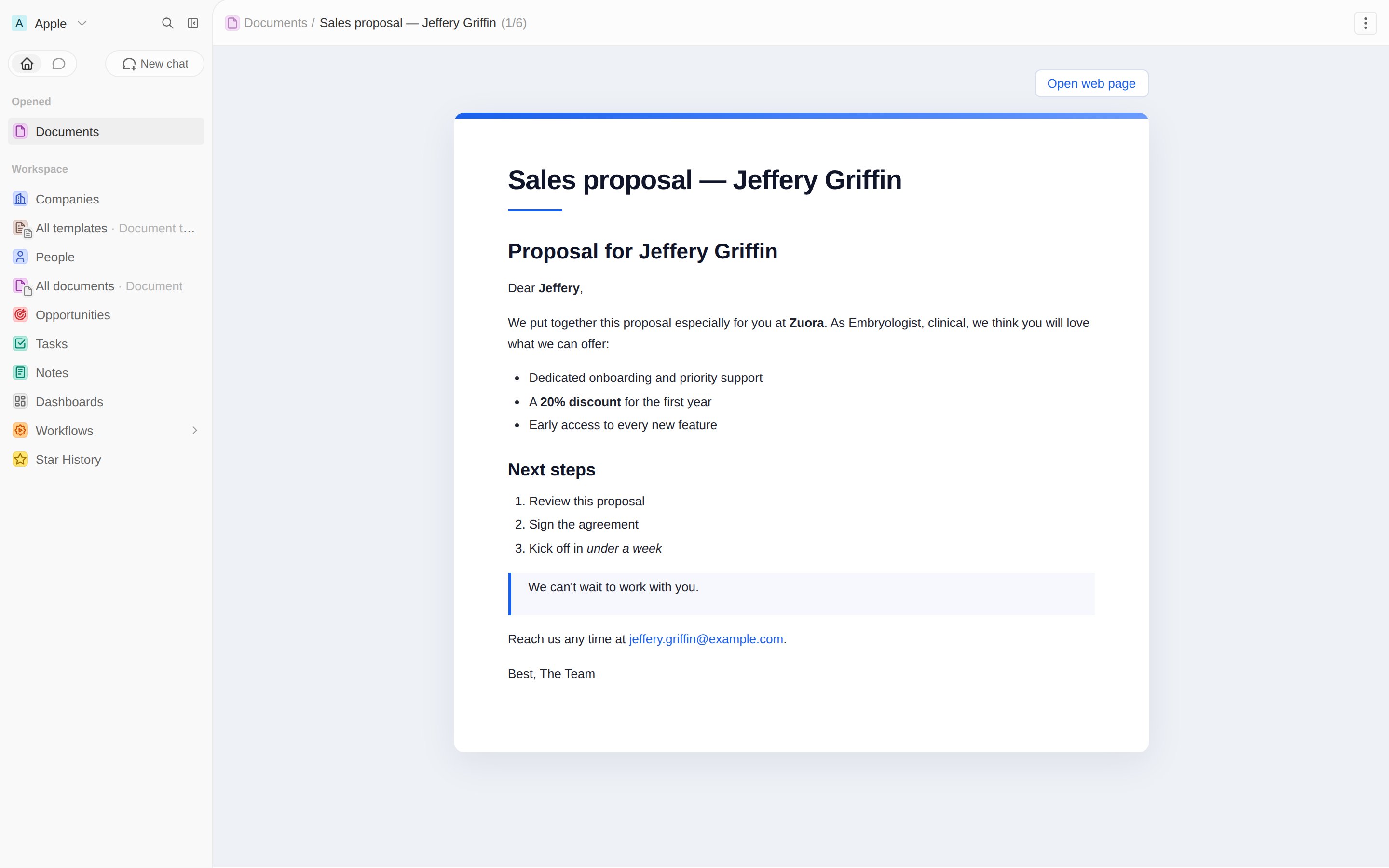 Document viewer front component in a record-page tab