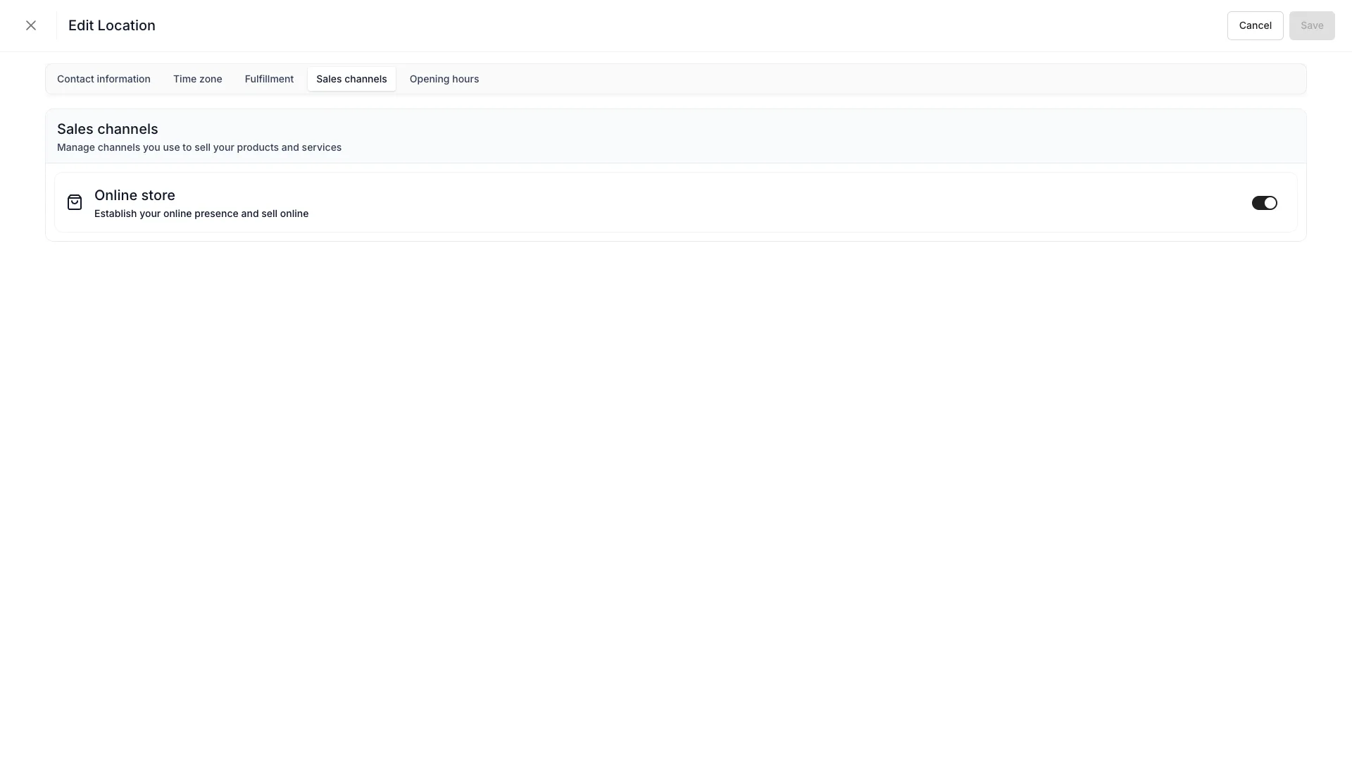 Location sales channel toggle