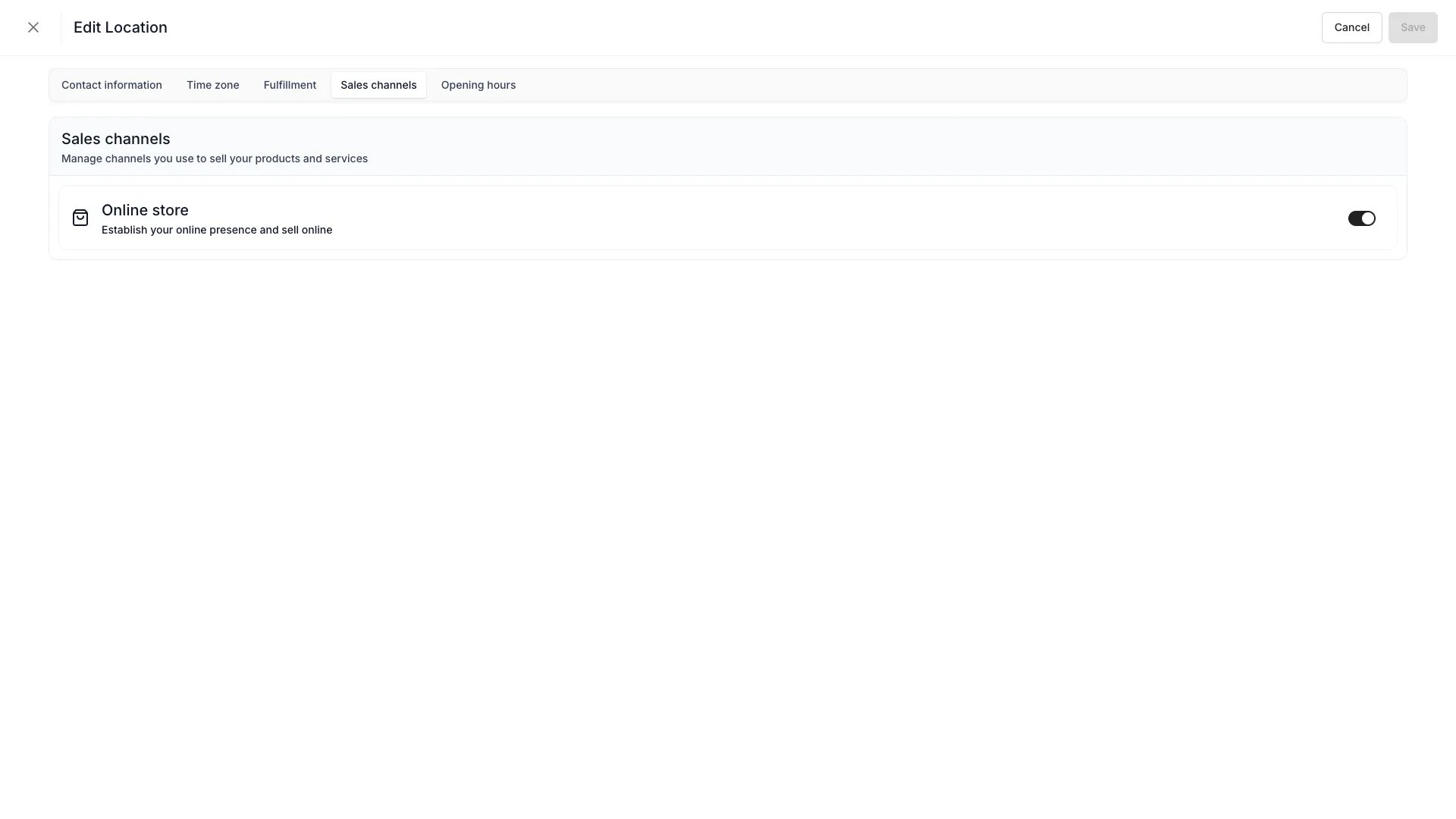 Location sales channel toggle