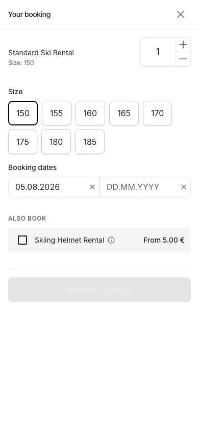 Mobile booking drawer