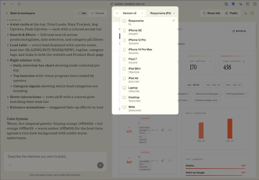 Responsive device picker for interfaces