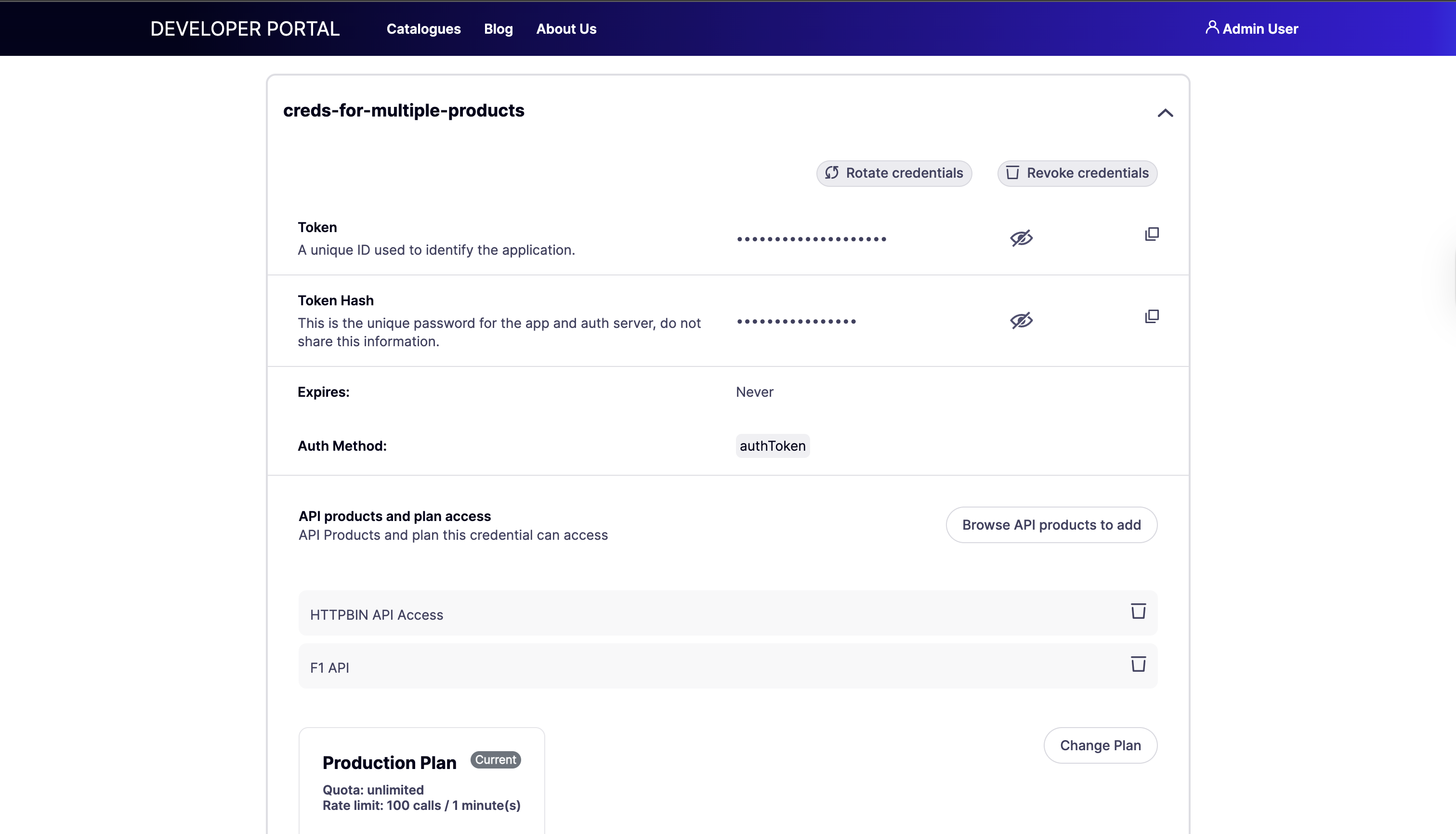 single credentials for multiple api products