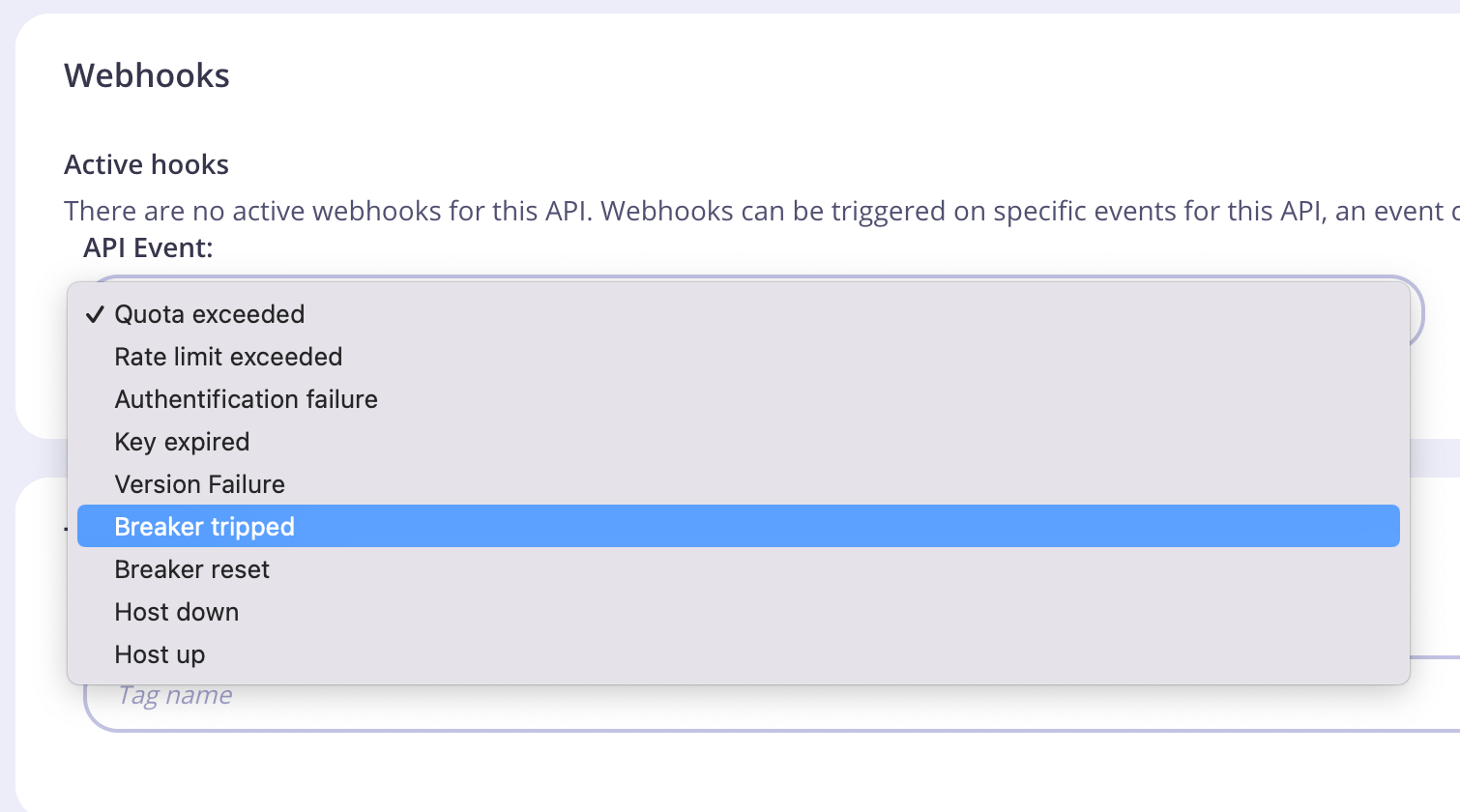 Webhook events