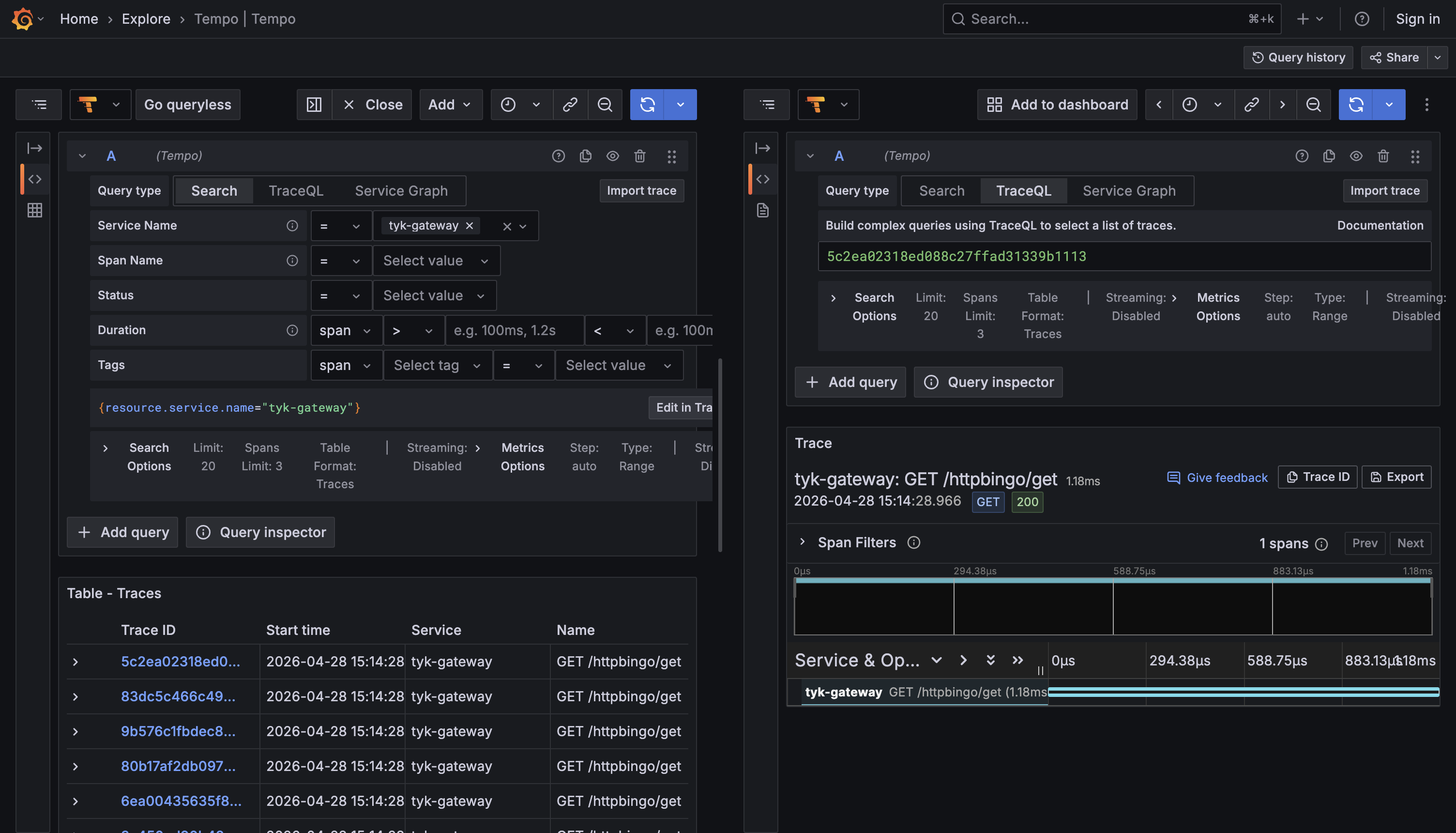 Traces in Grafana