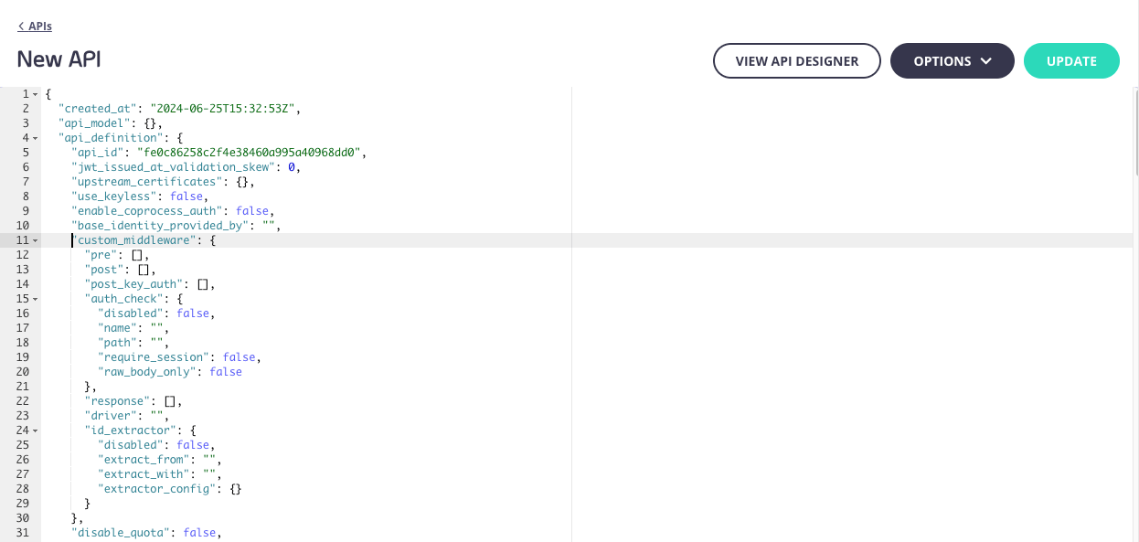 Plugins Classic API Definition editor screen