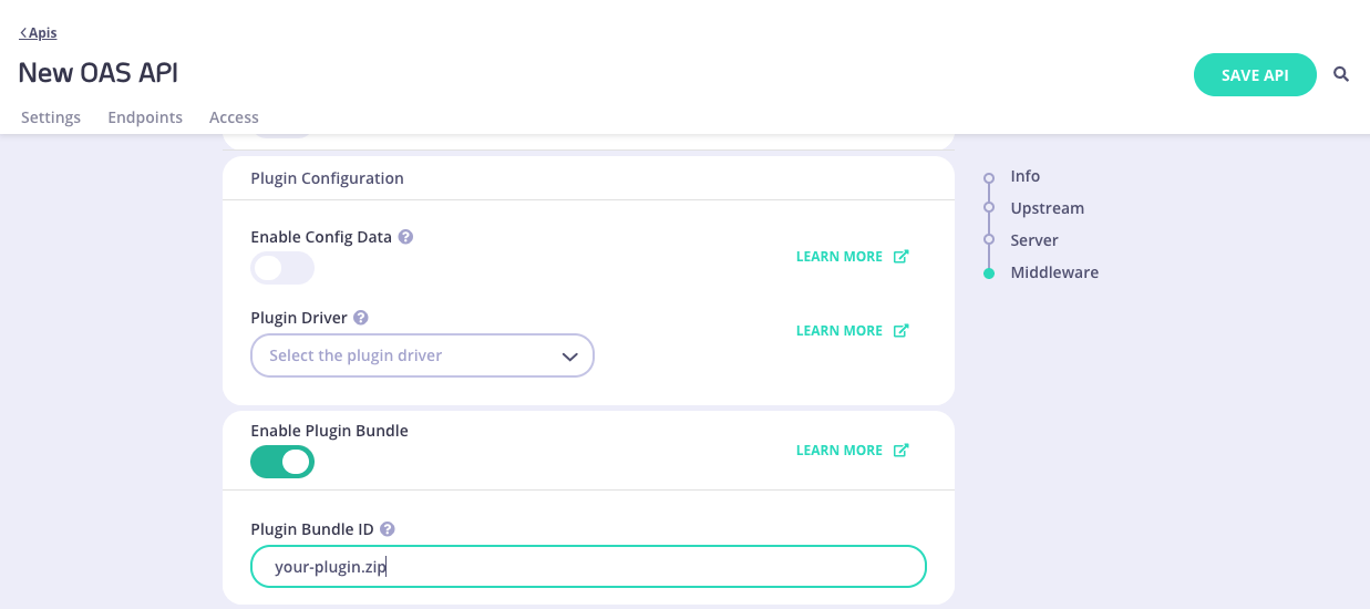 Tyk OAS API Bundle section