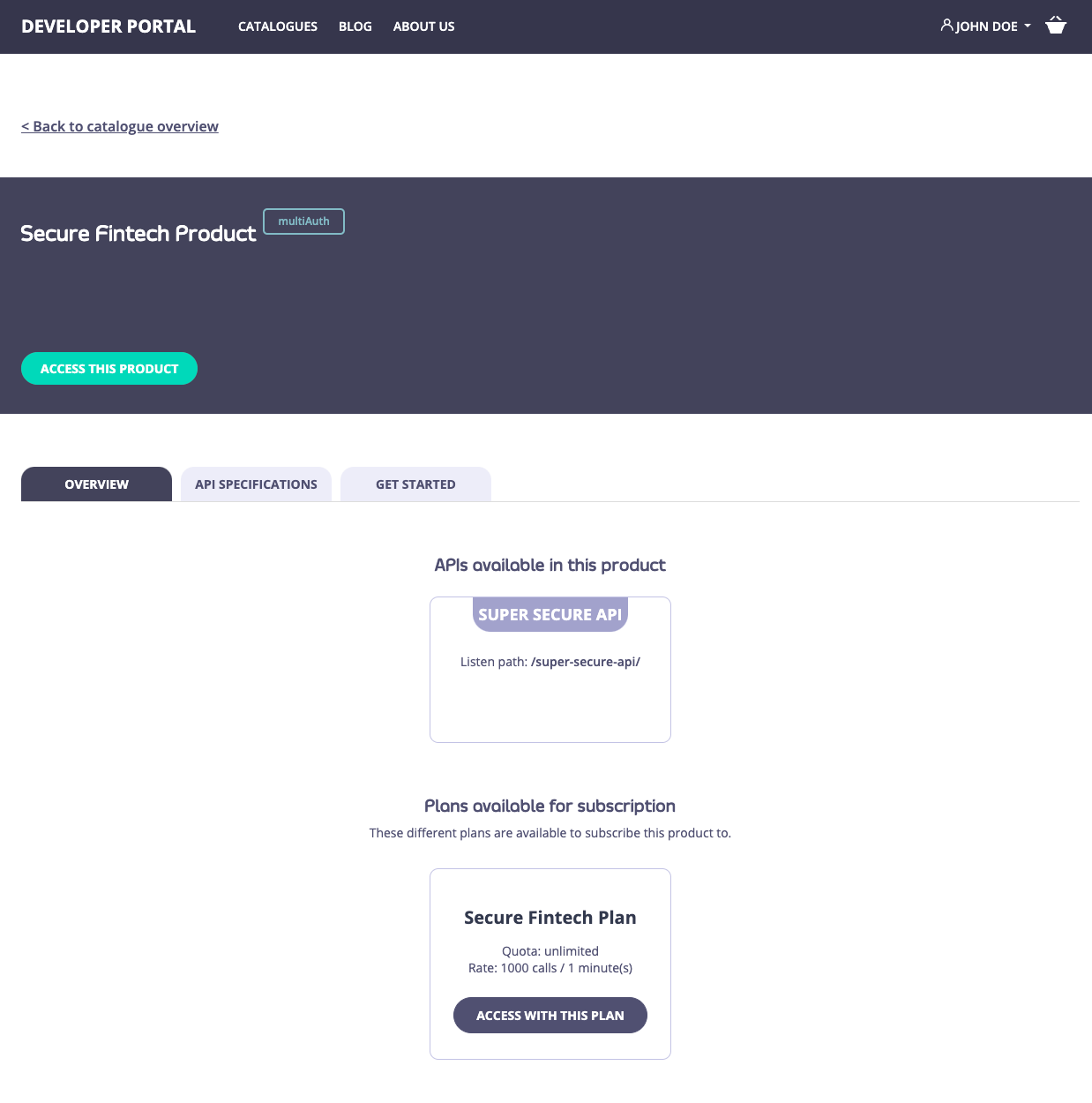 Mutual TLS auth API Product is published in the portal
