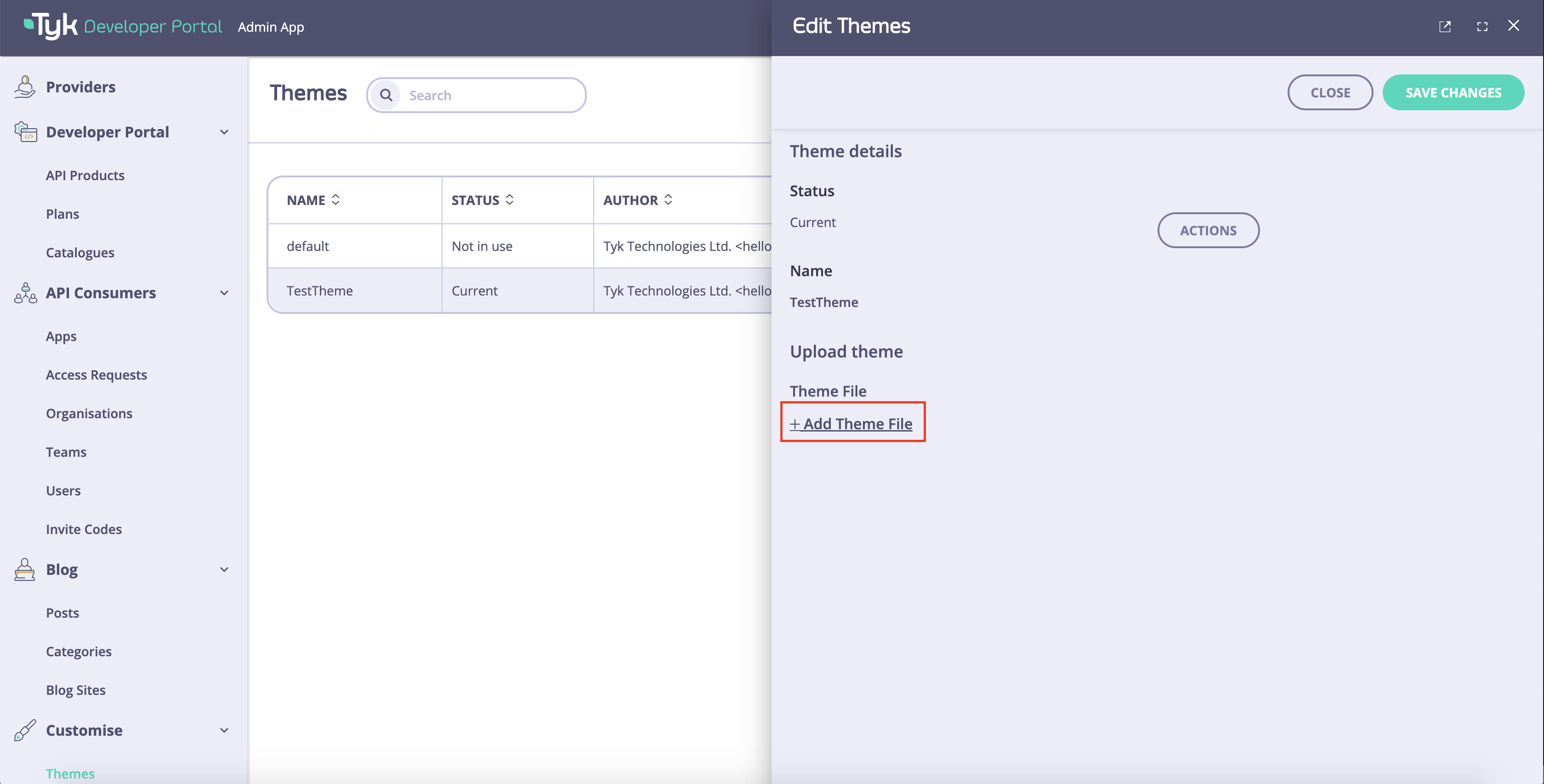 Upload a theme