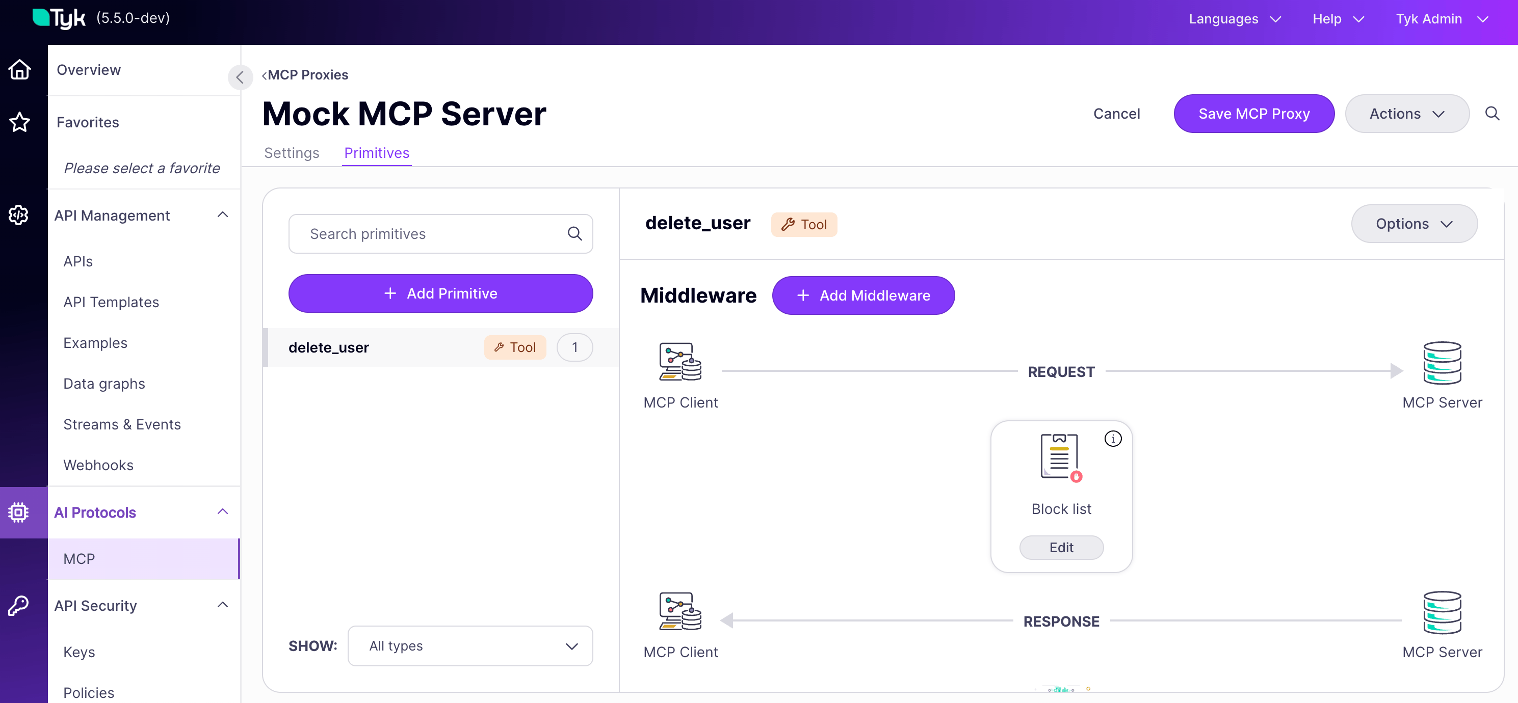 Block middleware selected for delete_user