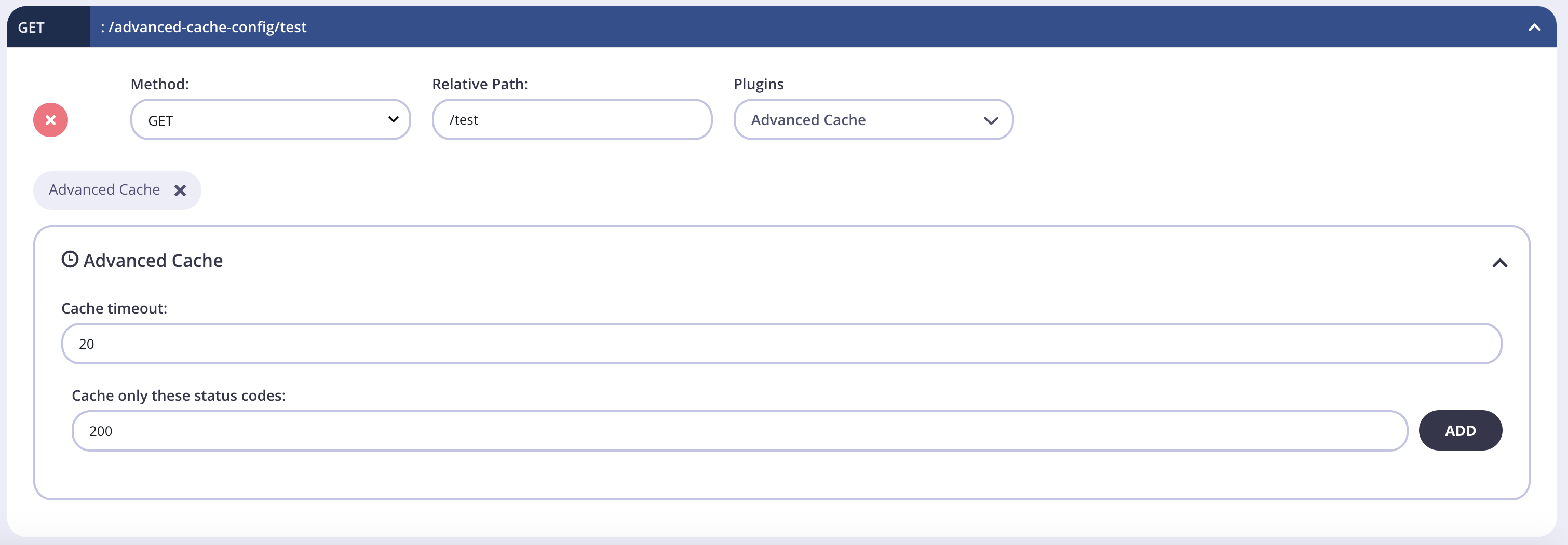 Endpoint cache configuration for Tyk Classic API