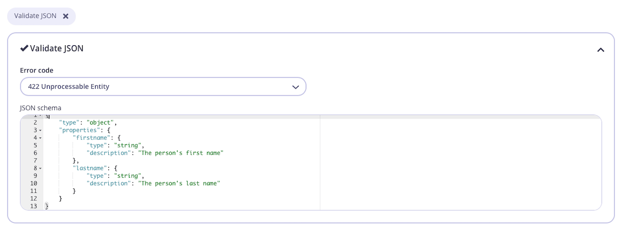 Adding schema to the Validate JSON middleware