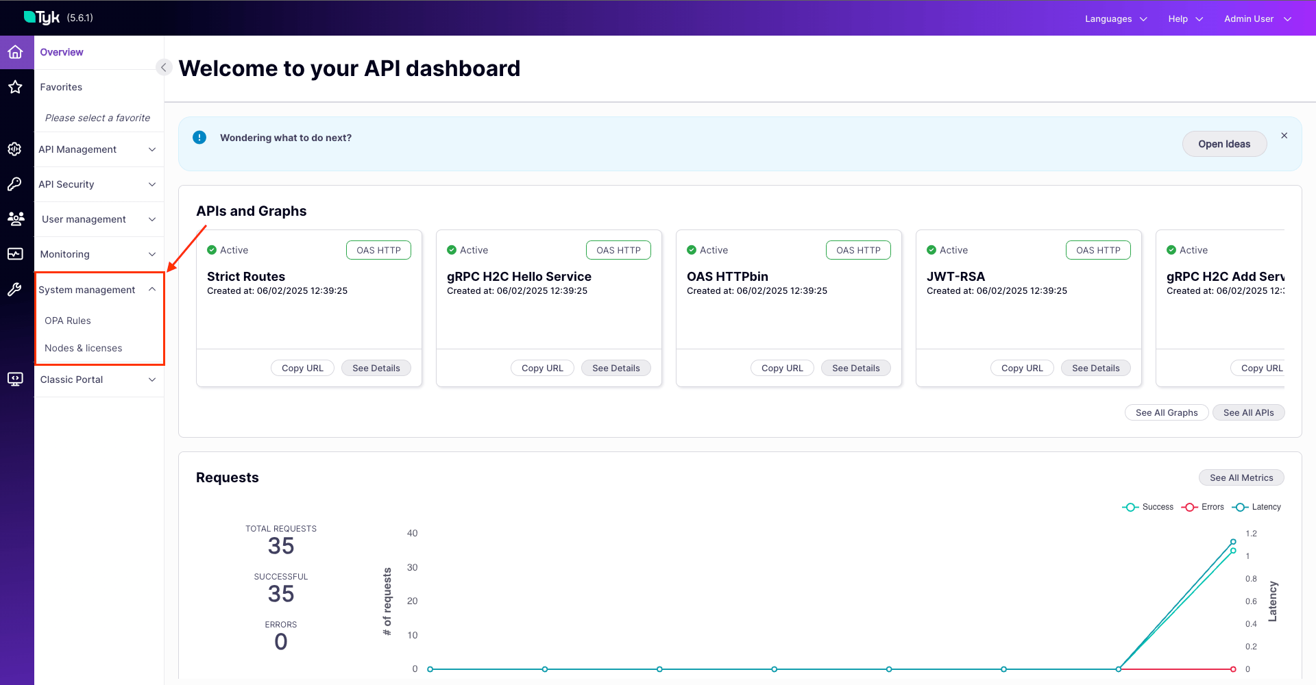 System Management Side Bar