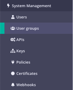 User group menu
