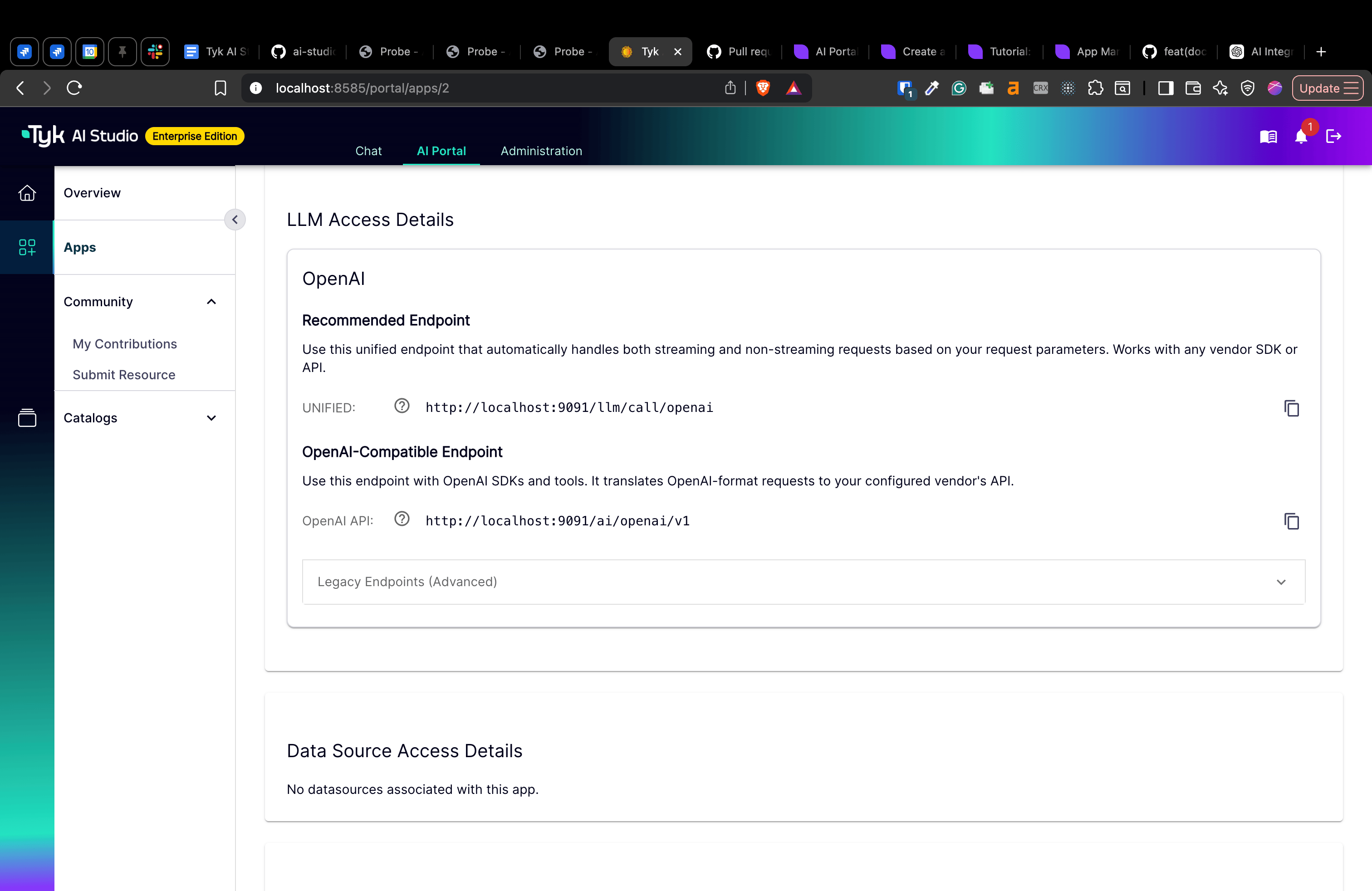 AI Portal View LLM Access Details