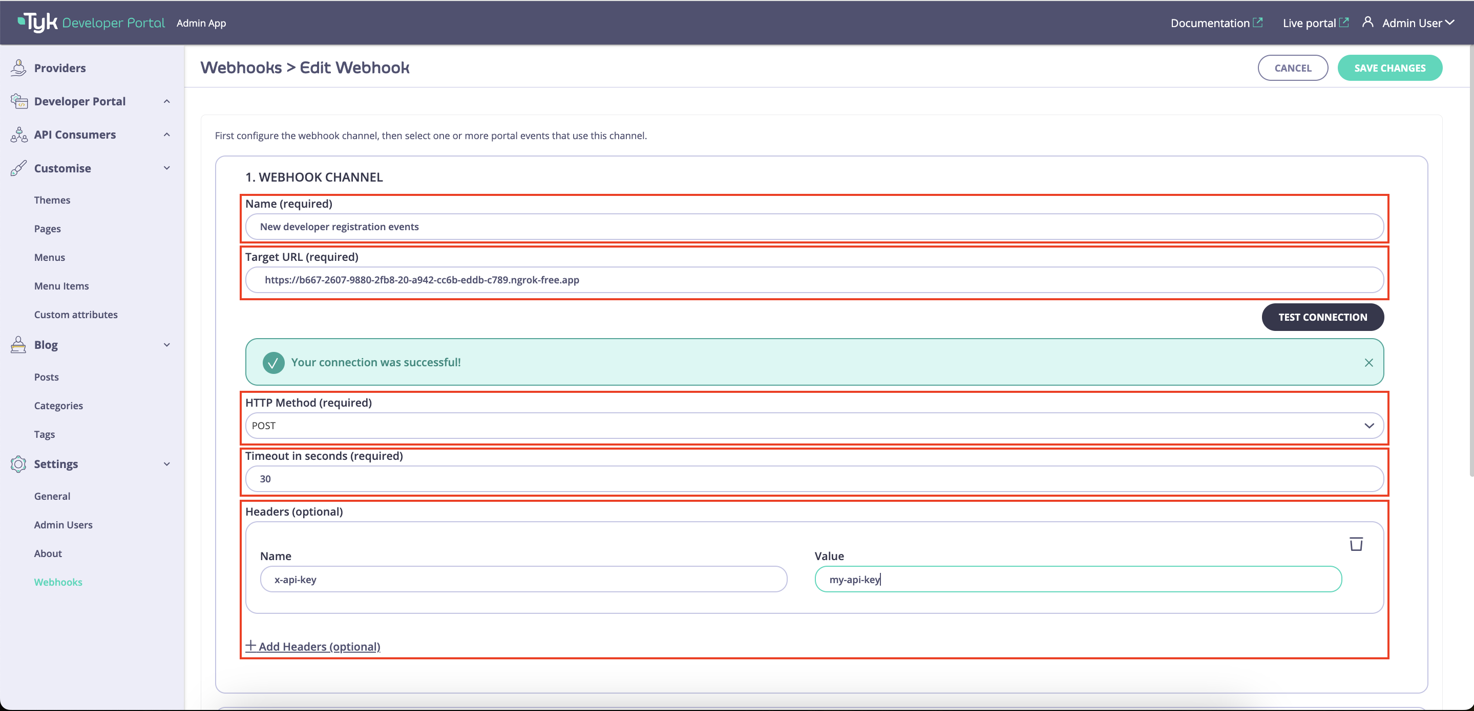 Create new webhook channel