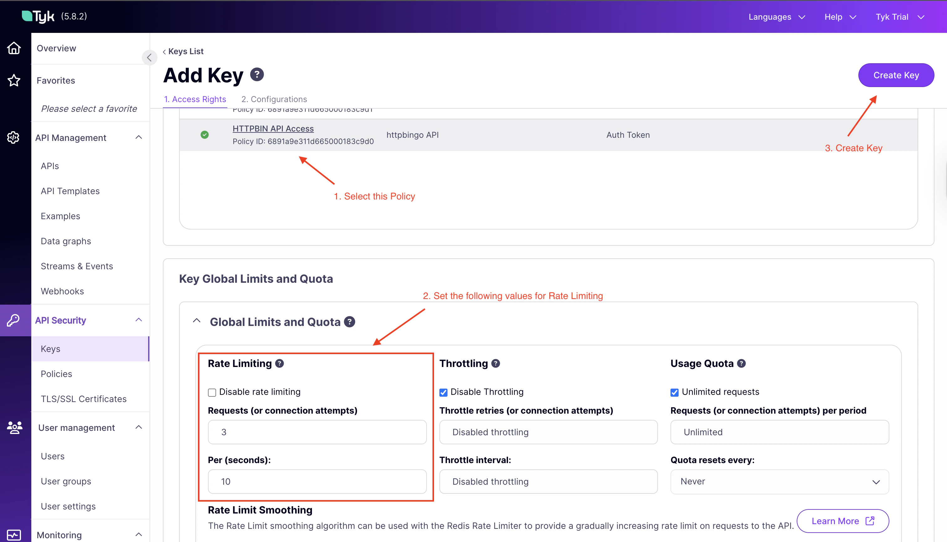 Docker Container Status of Tyk Self Managed Trial