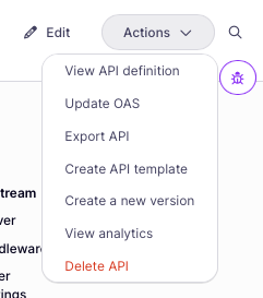 Select Update OAS to import the new OpenAPI description