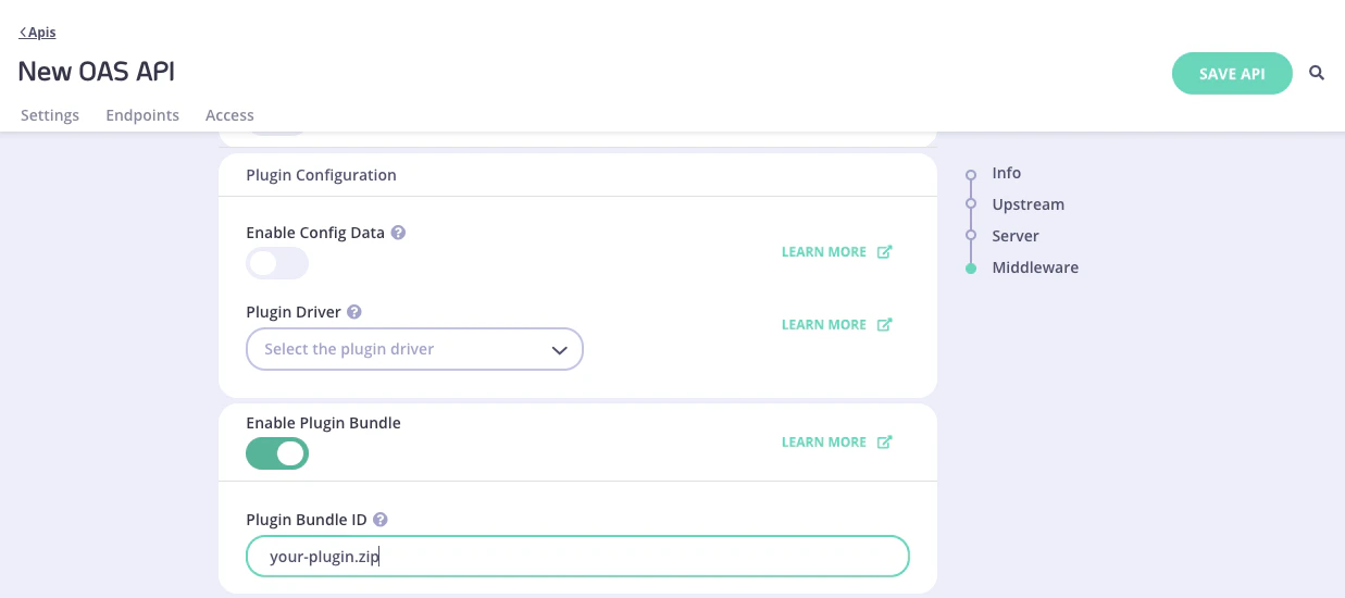 Tyk OAS API Bundle section