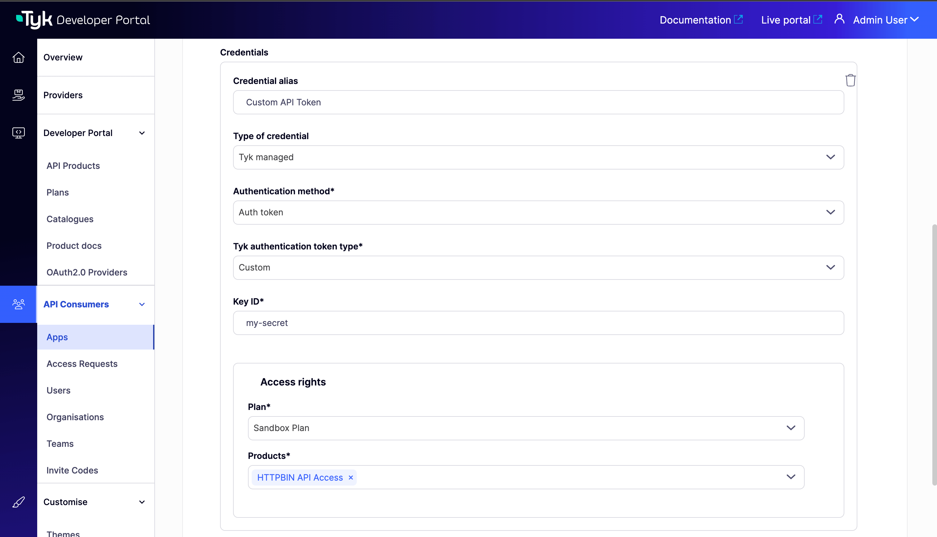 Add Custom Credential Button